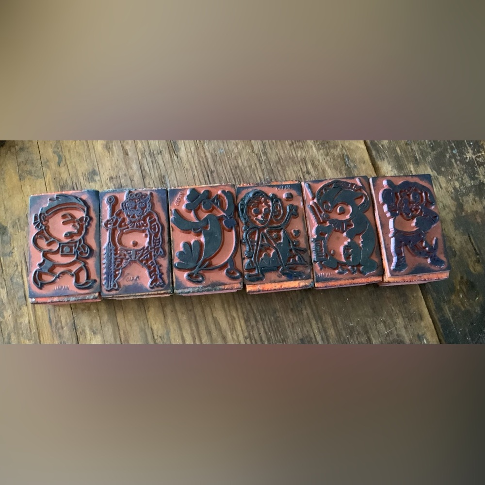Vintage 60s/70s Rubber Stamp Block Set